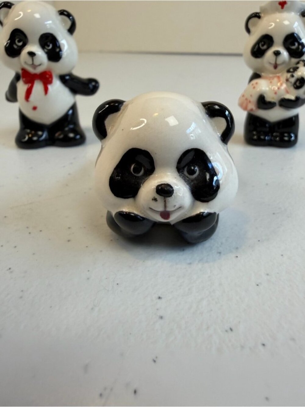 Vintage 1960s Japan Porcelain Panda Bear Set Figurine kitsch 60s Nurse gift - Picture 3 of 7